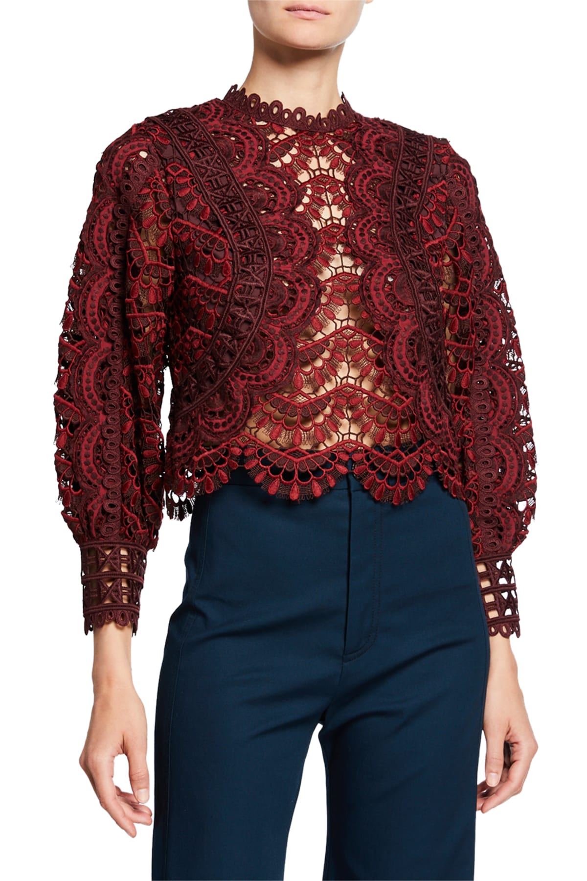 Sand Nature Lace Long Sleeve Blouse