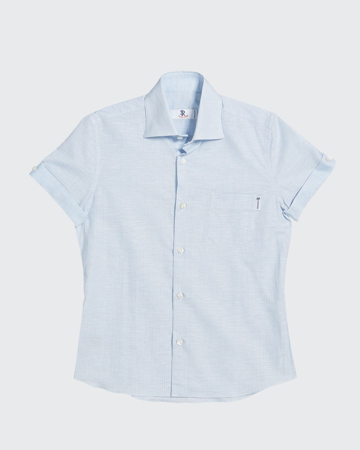 STEFANO RICCI KIDS' STRIPED SHORT-SLEEVE SHIRT