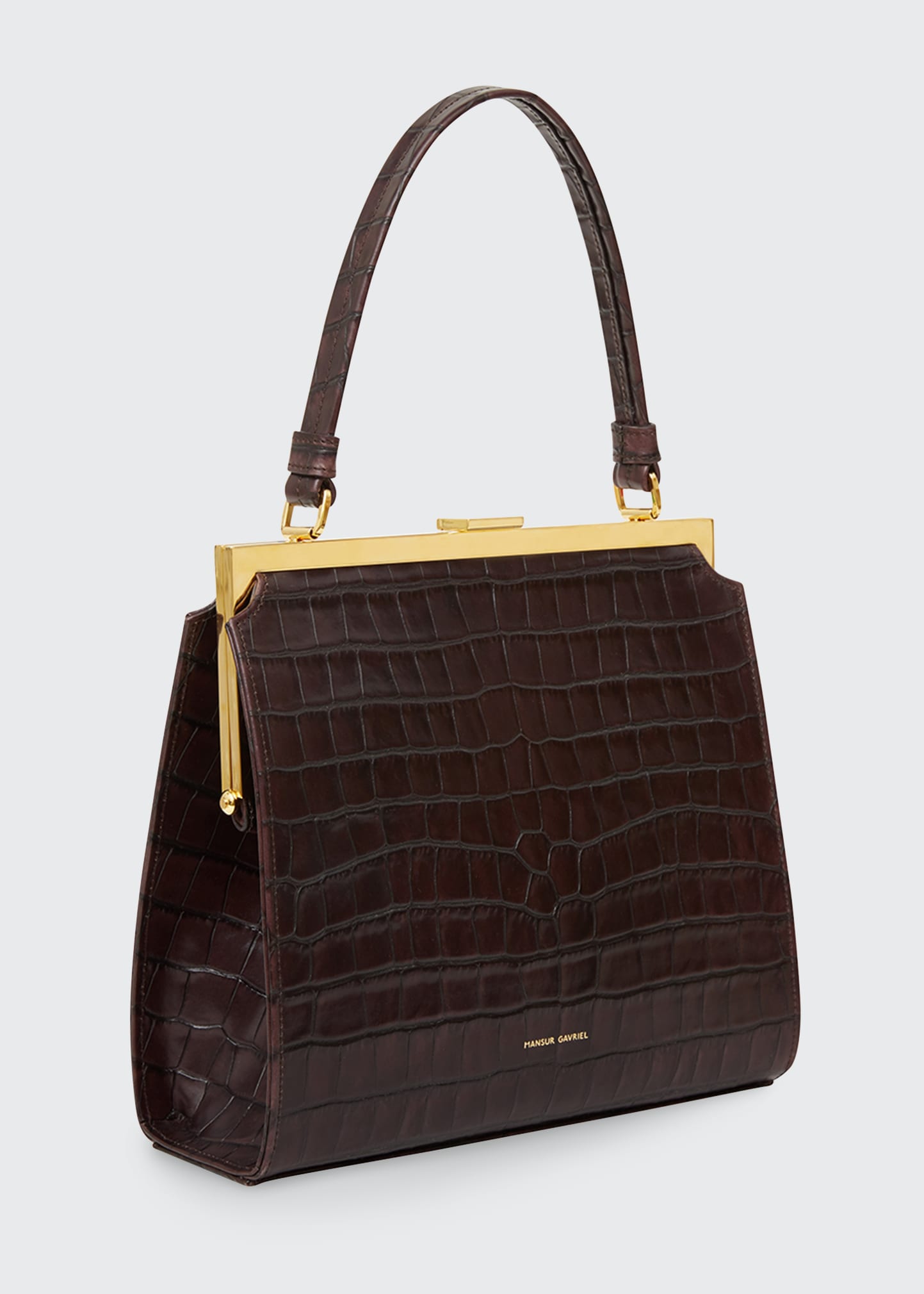 Mansur Gavriel Elegant Crocodile Embossed Top Handle Bag