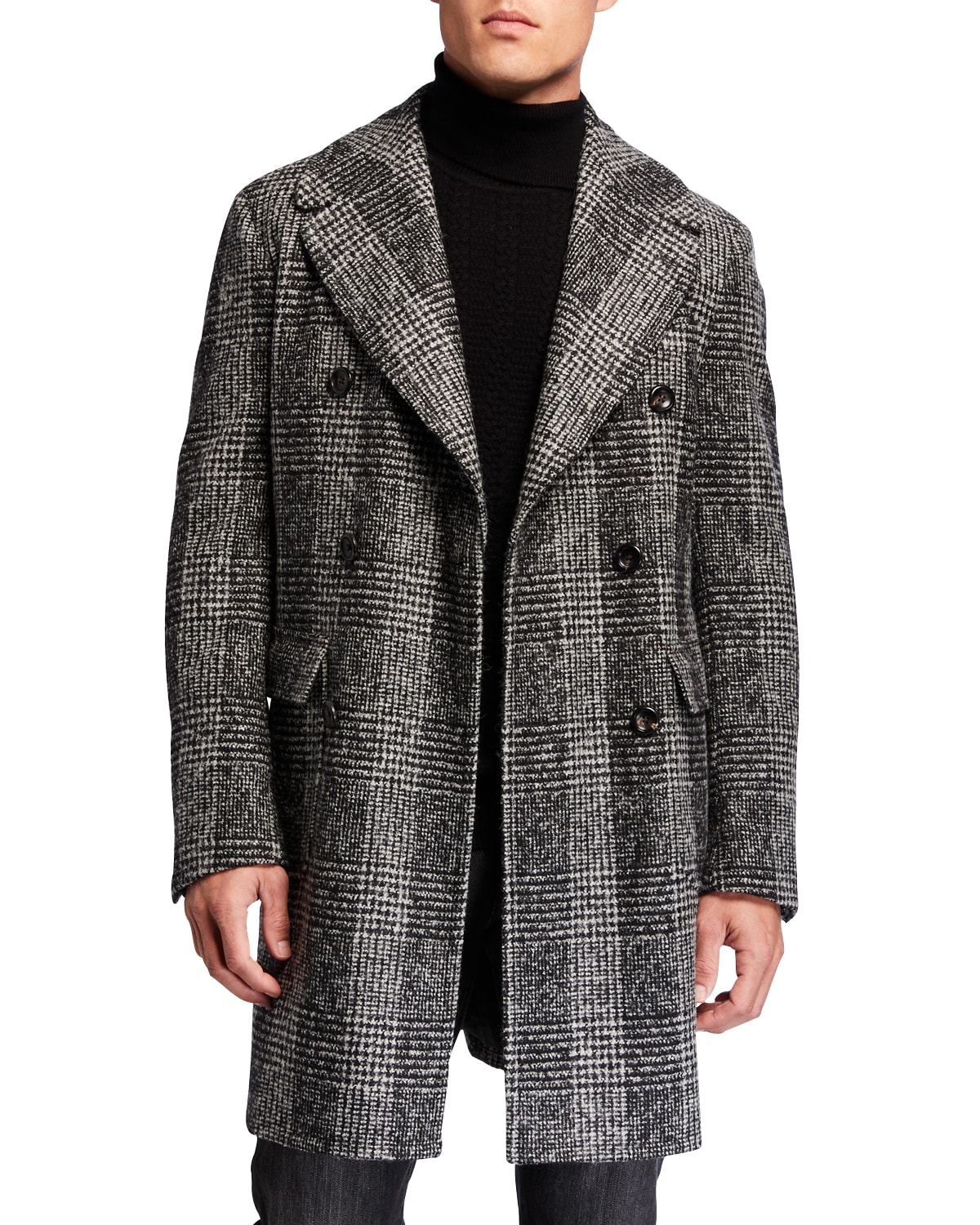 mens plaid pea coat