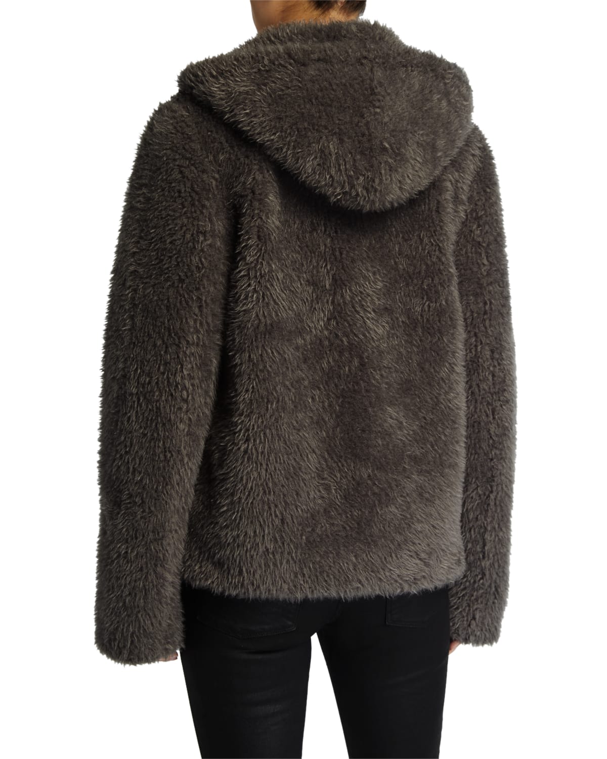 Helmut lang faux fur hooded bomber jacket deals