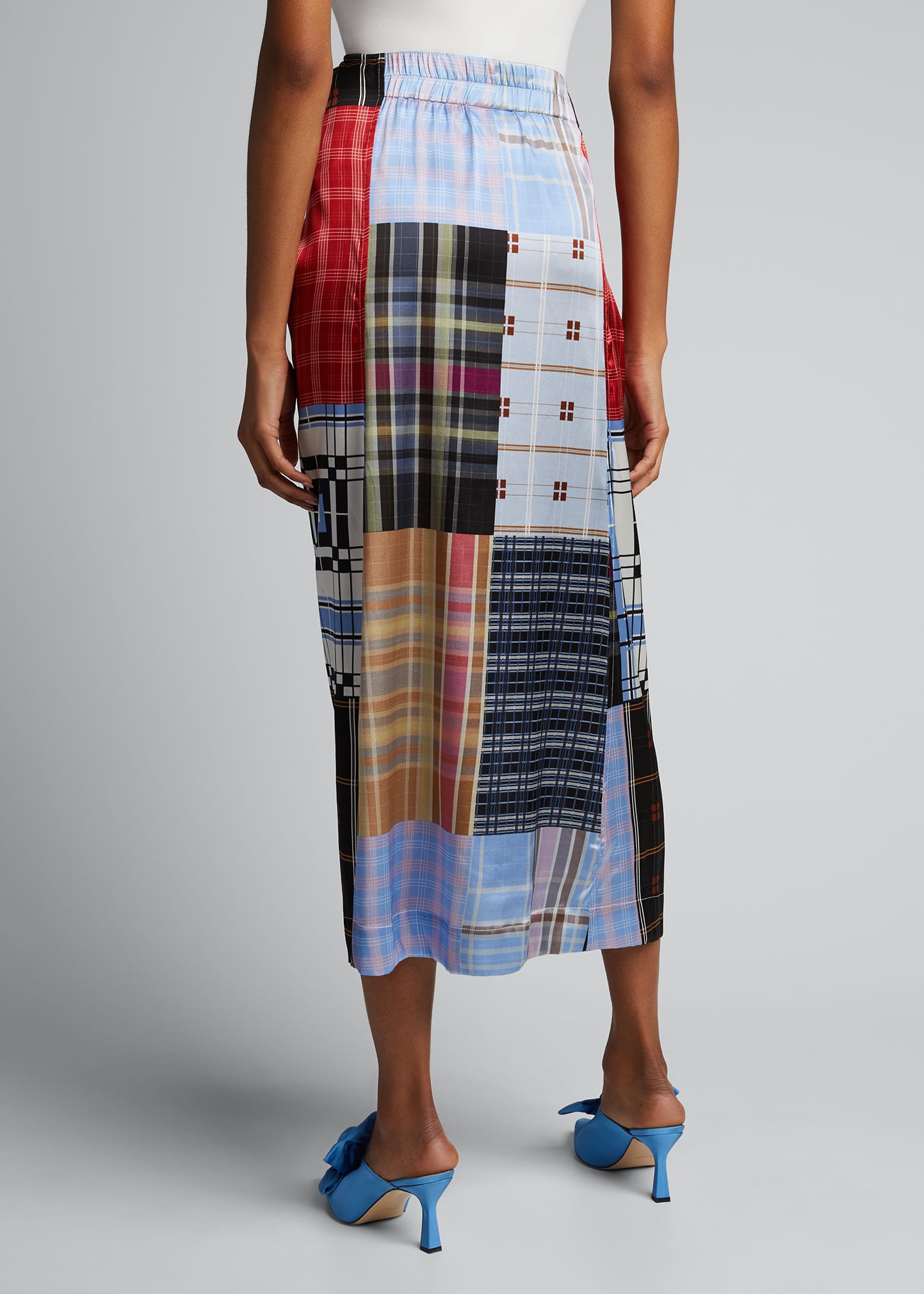 GANNI SILK STRETCH-SATIN SKIRT