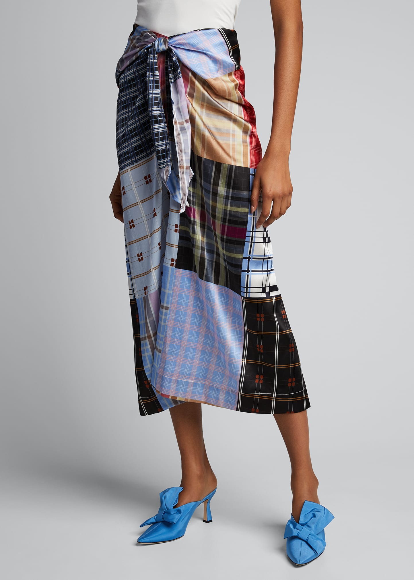 GANNI SILK STRETCH-SATIN SKIRT