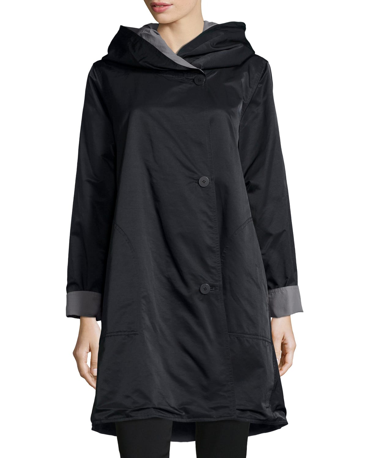 Eileen fisher raincoat hooded hotsell