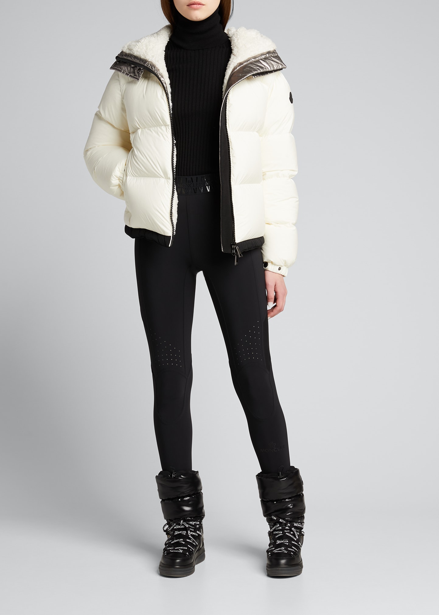 moncler loire ribbed puffer coat