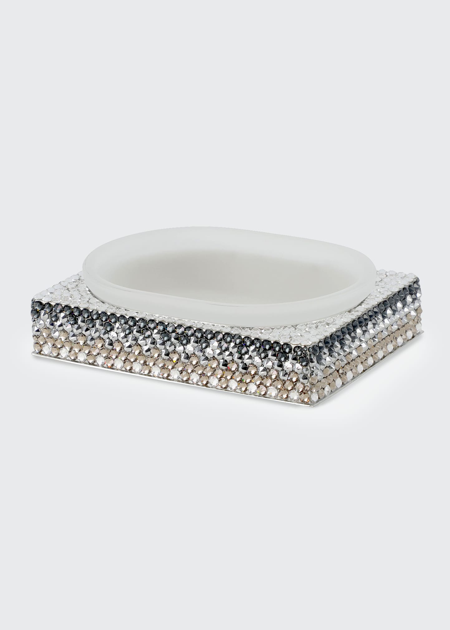 NEW MIKE+ALLY WHITE RESIN+SILVER CHAIN PATTERN WITH CRYSTALS TRIM SOAP DISPENSER 