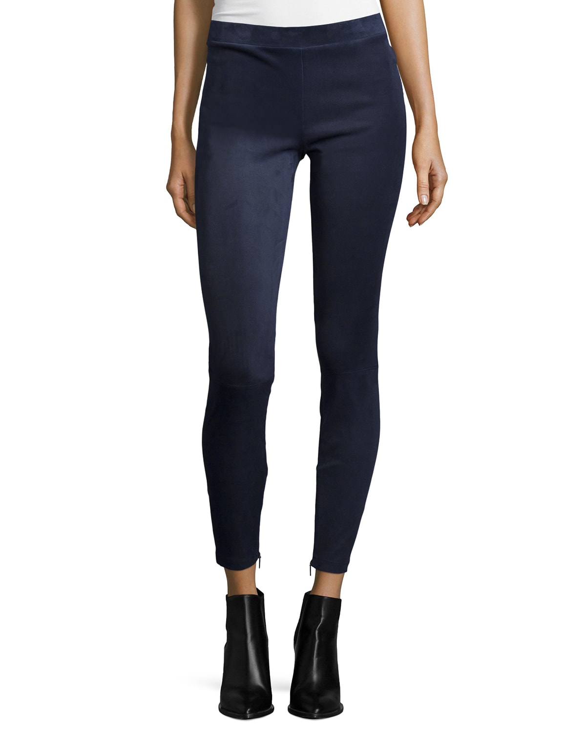 Vince Stretch-Suede Zipper Cuff Leggings