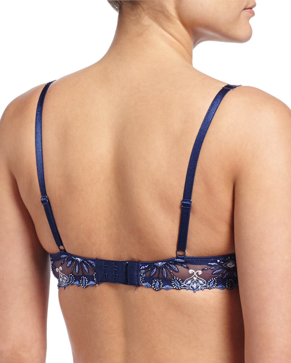 Chantelle Vendome Embroidered Demi Bra, Blue Polka Print