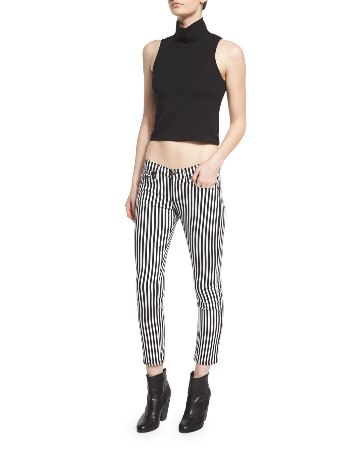 Denim Striped Capri Jogger Pants