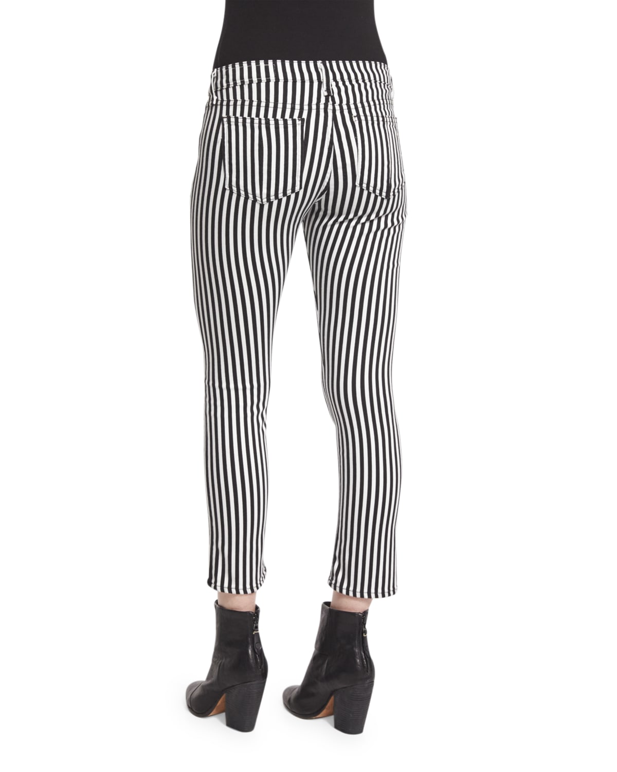 rag & bone/JEAN Bengal Striped Capri Jeans, Black/White Stripe