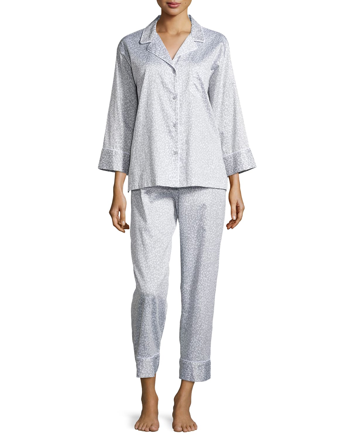 Natori LeopardPrint TwoPiece Pajama Set, Blue