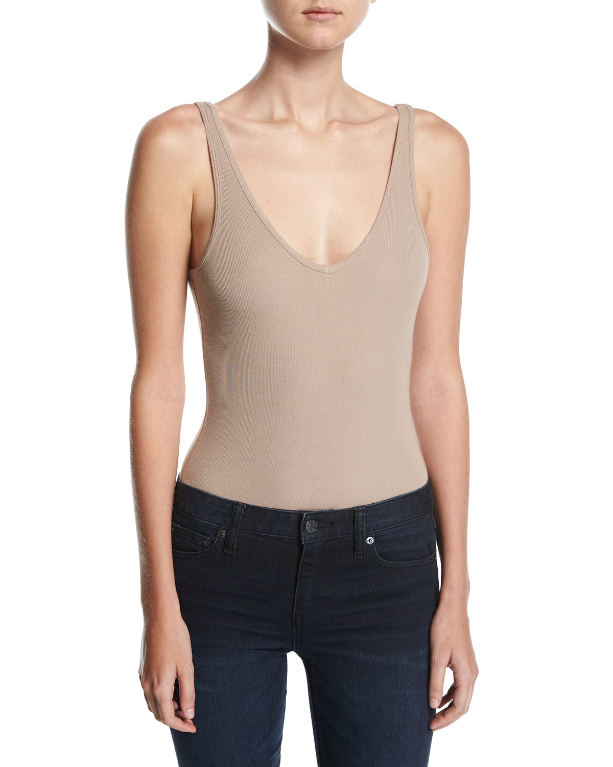 ATM Anthony Thomas Melillo Women's Modal Rib Deep-V Tank Bodysuit