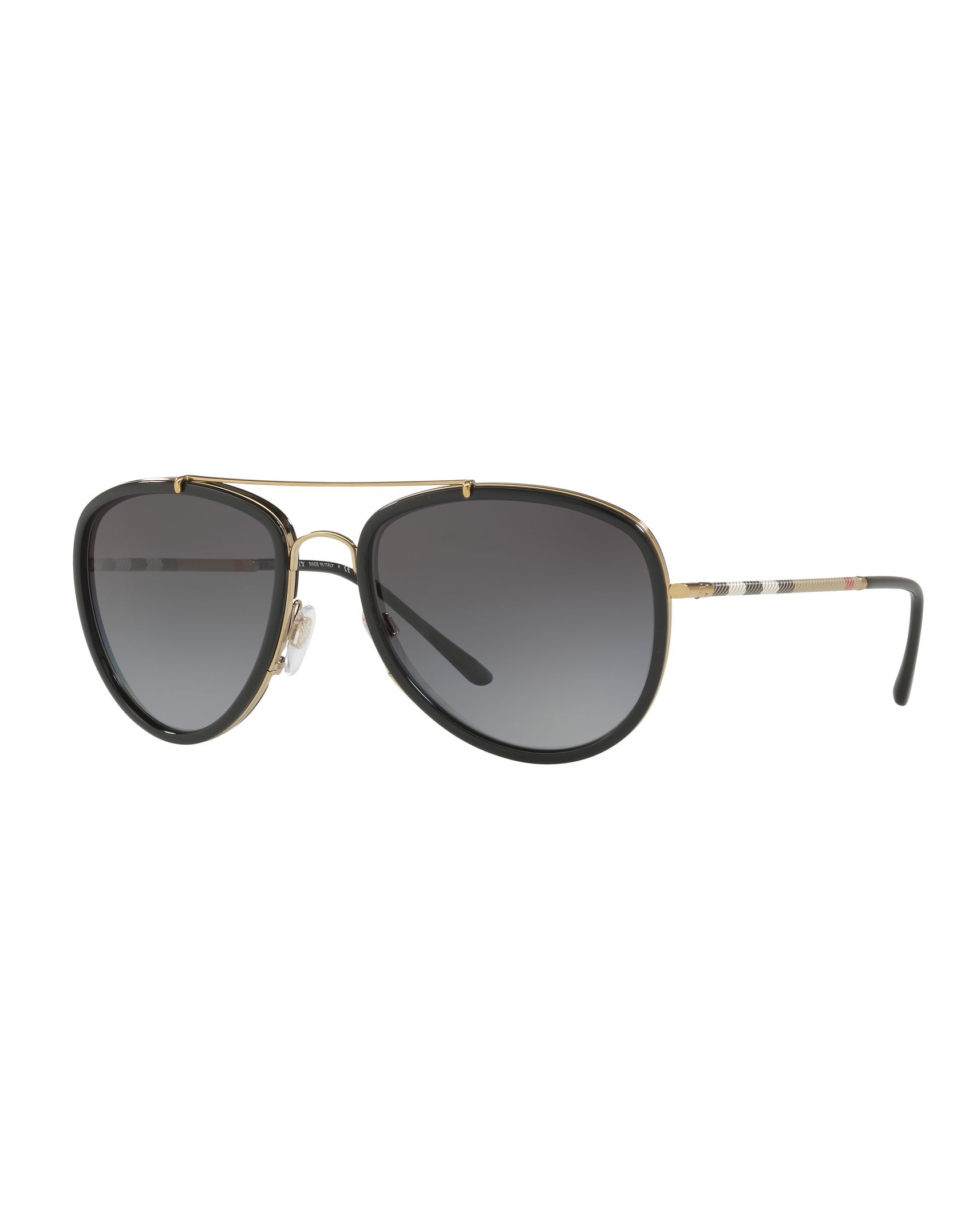 Burberry Steel Aviator Sunglasses w Check Arms