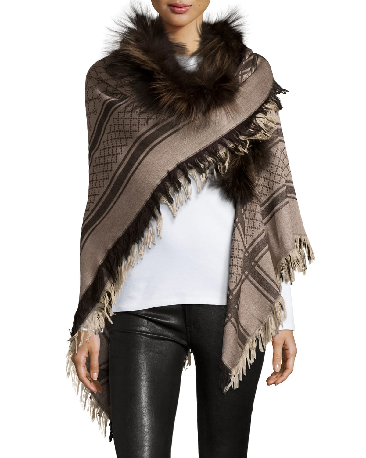 Survie GG Fox Fur Stole Lead/Light Gray