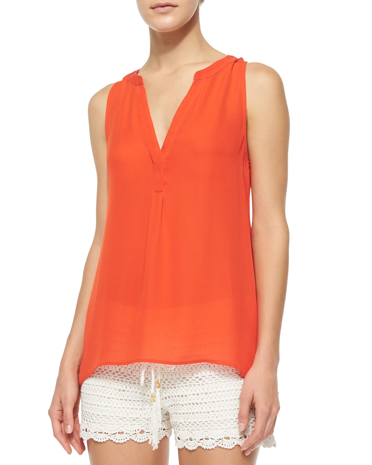 Joie Aruna Sleeveless Silk Blouse, Cypress