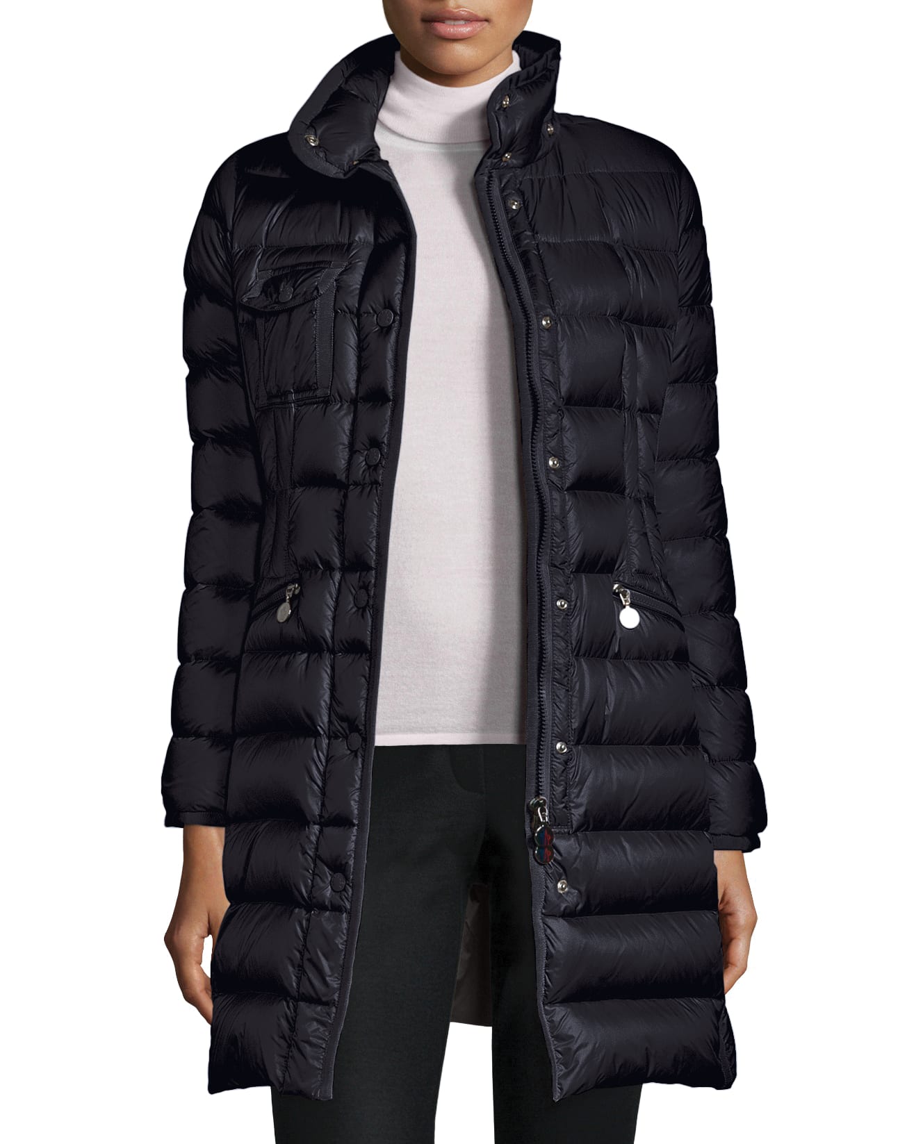 Moncler Hermine Hooded Stripe Quilted Puffer Coat