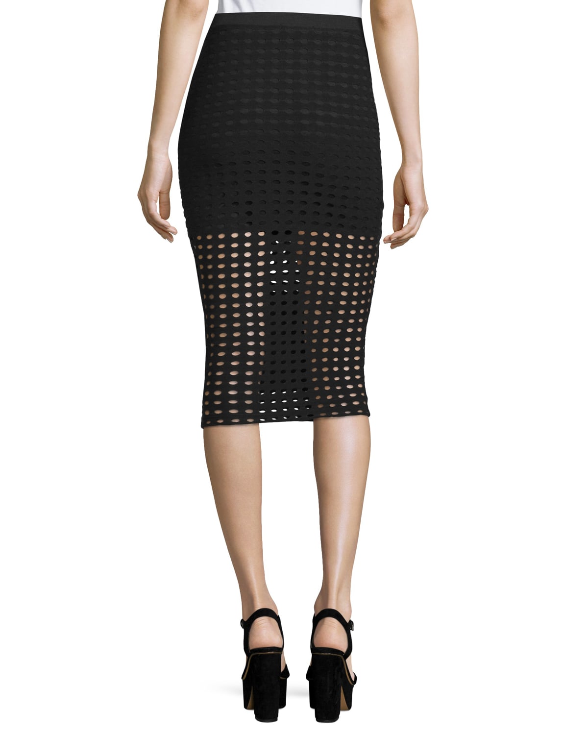 white eyelet pencil skirt