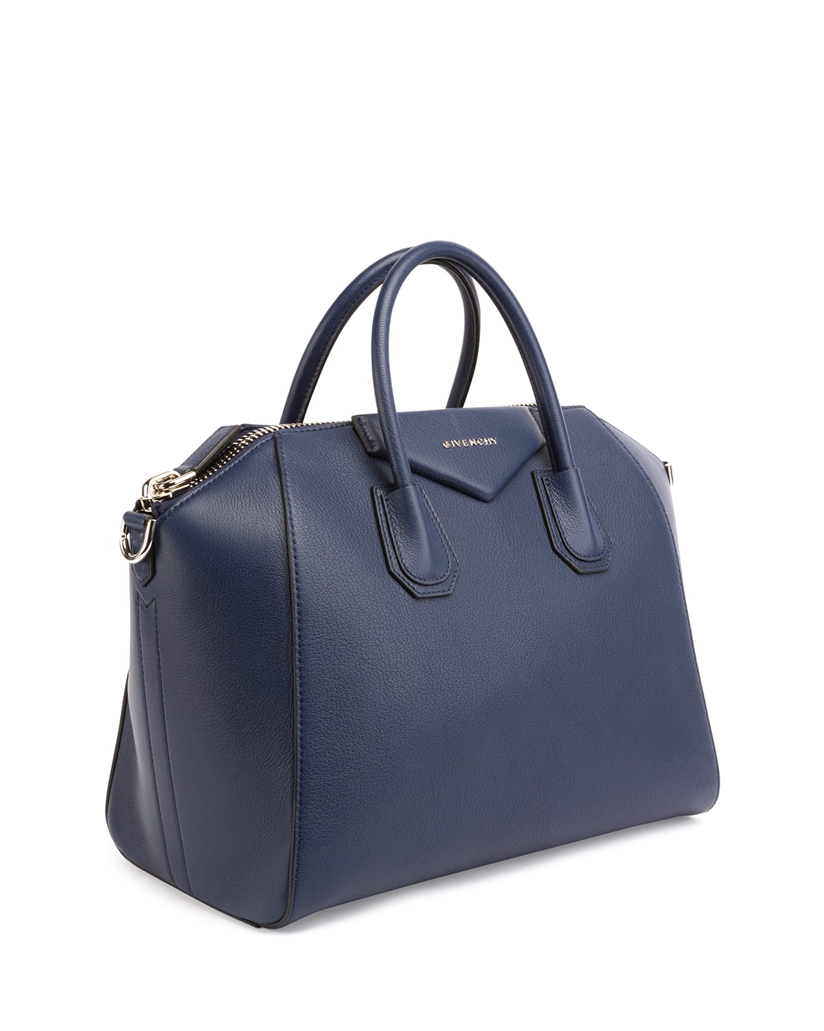 Givenchy Navy Blue Grained Leather Medium Antigona Bag