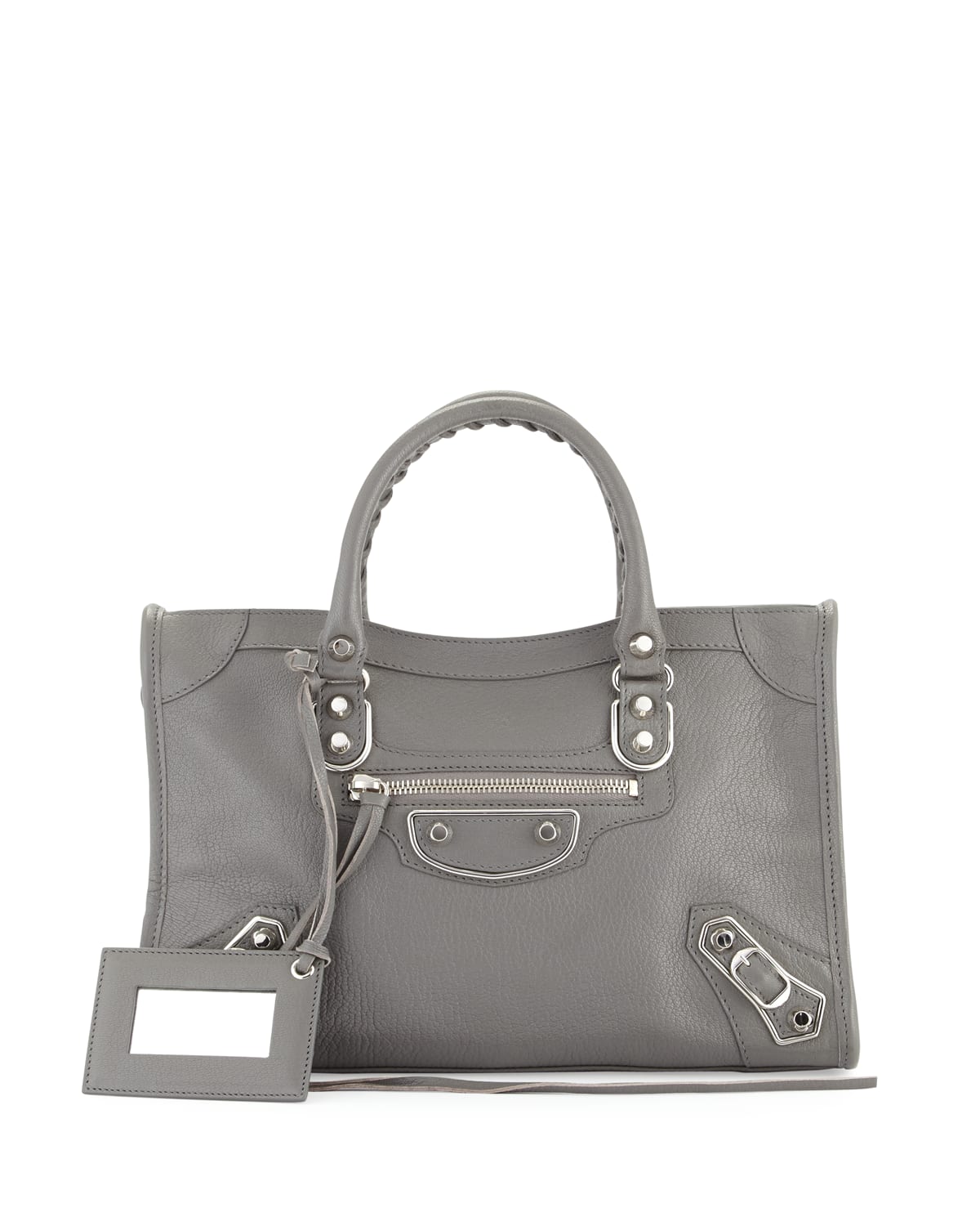 Balenciaga Small Metallic Edge City Bag, Gris Acier