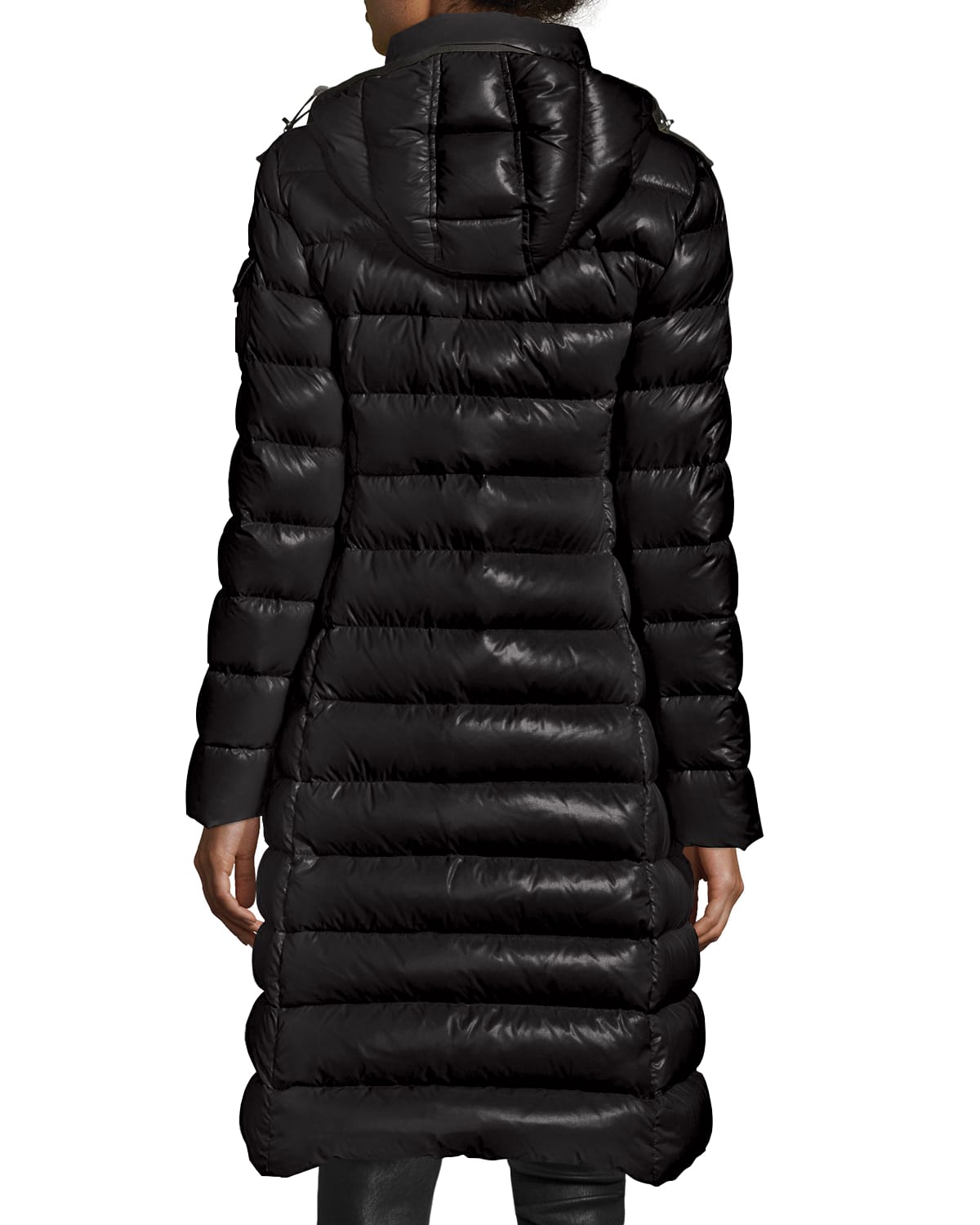 Shiny moncler with store fur hood