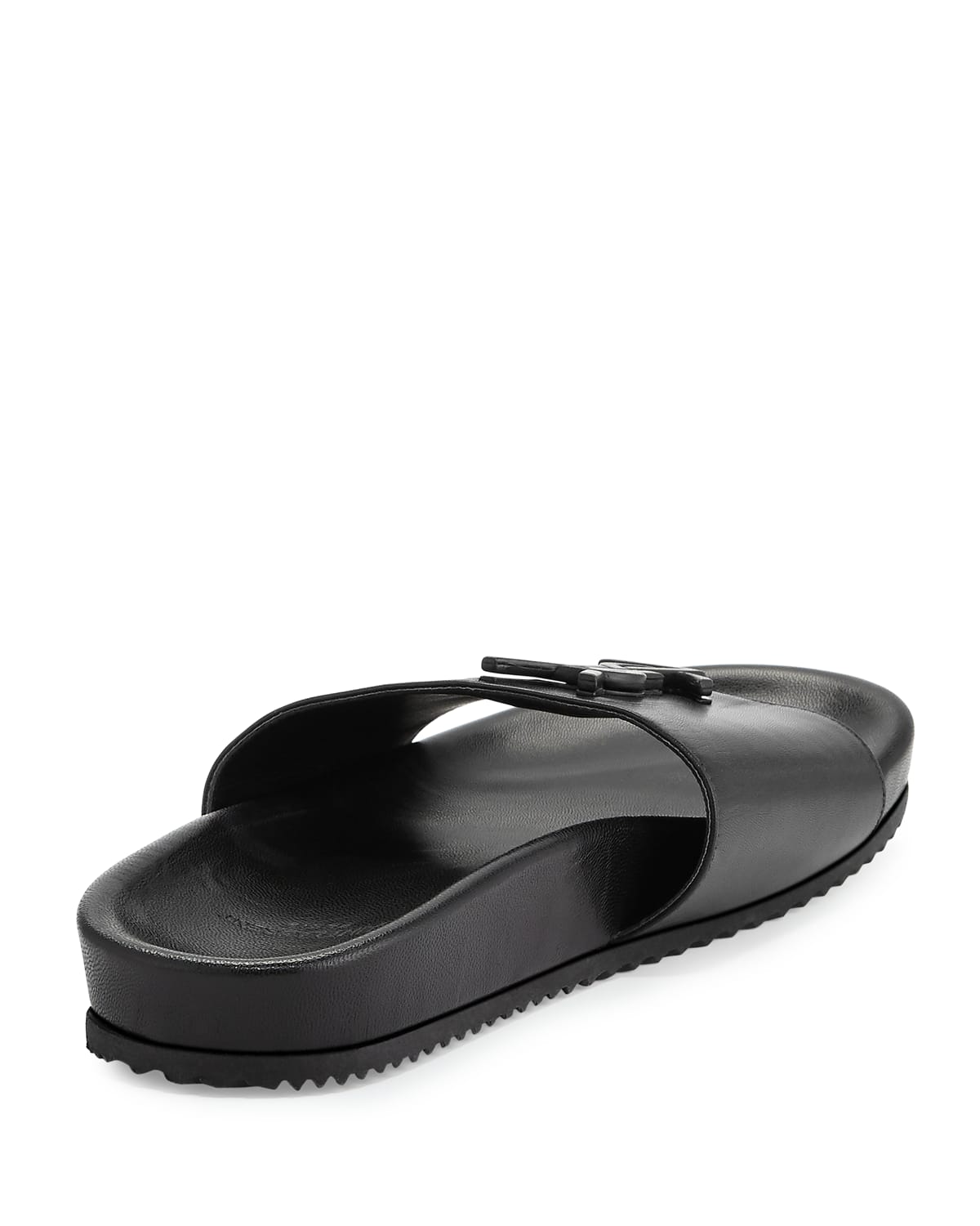 Saint Laurent Joan YSL Brooch Sport Slide Sandal Black