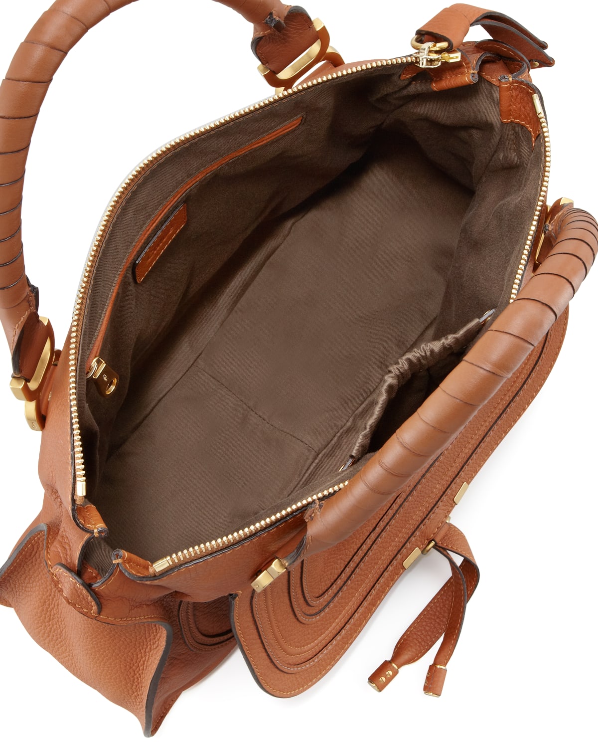 Chloe Marcie Large Leather Satchel Bag, Nut