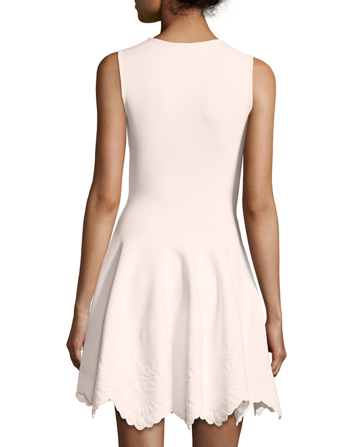 Alexander McQueen Sleeveless Floral-Embossed Dress, White