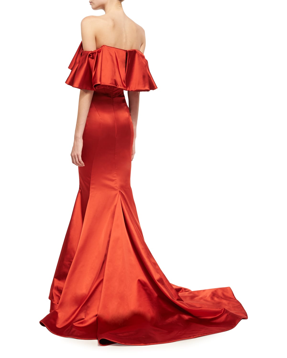 Zac Posen Off-the-Shoulder Satin Trumpet Gown