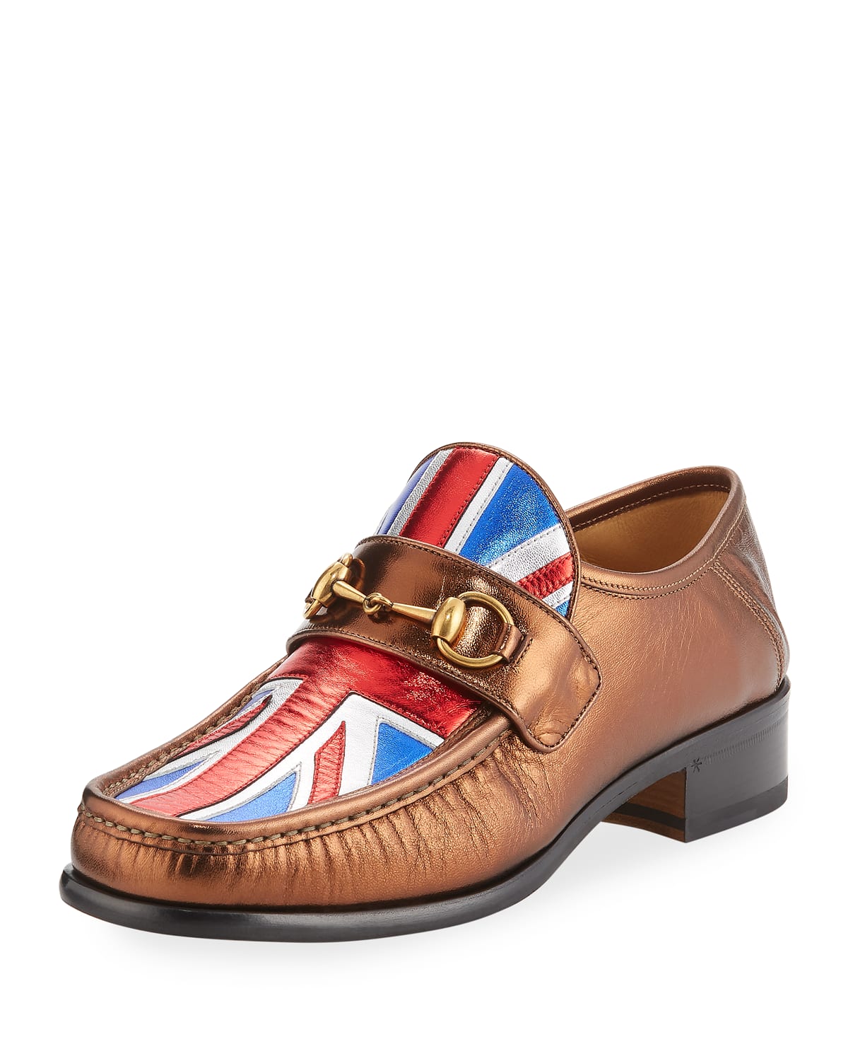 Gucci Vegas Union Jack Horsebit Leather Loafer Bronze