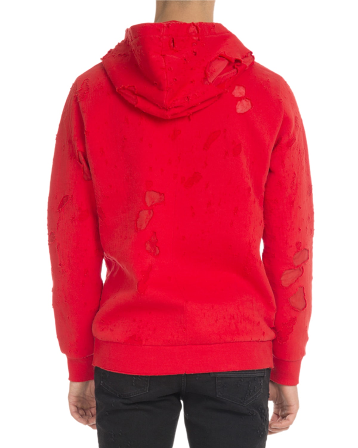 Distressed Cotton Logo Hoodie Red