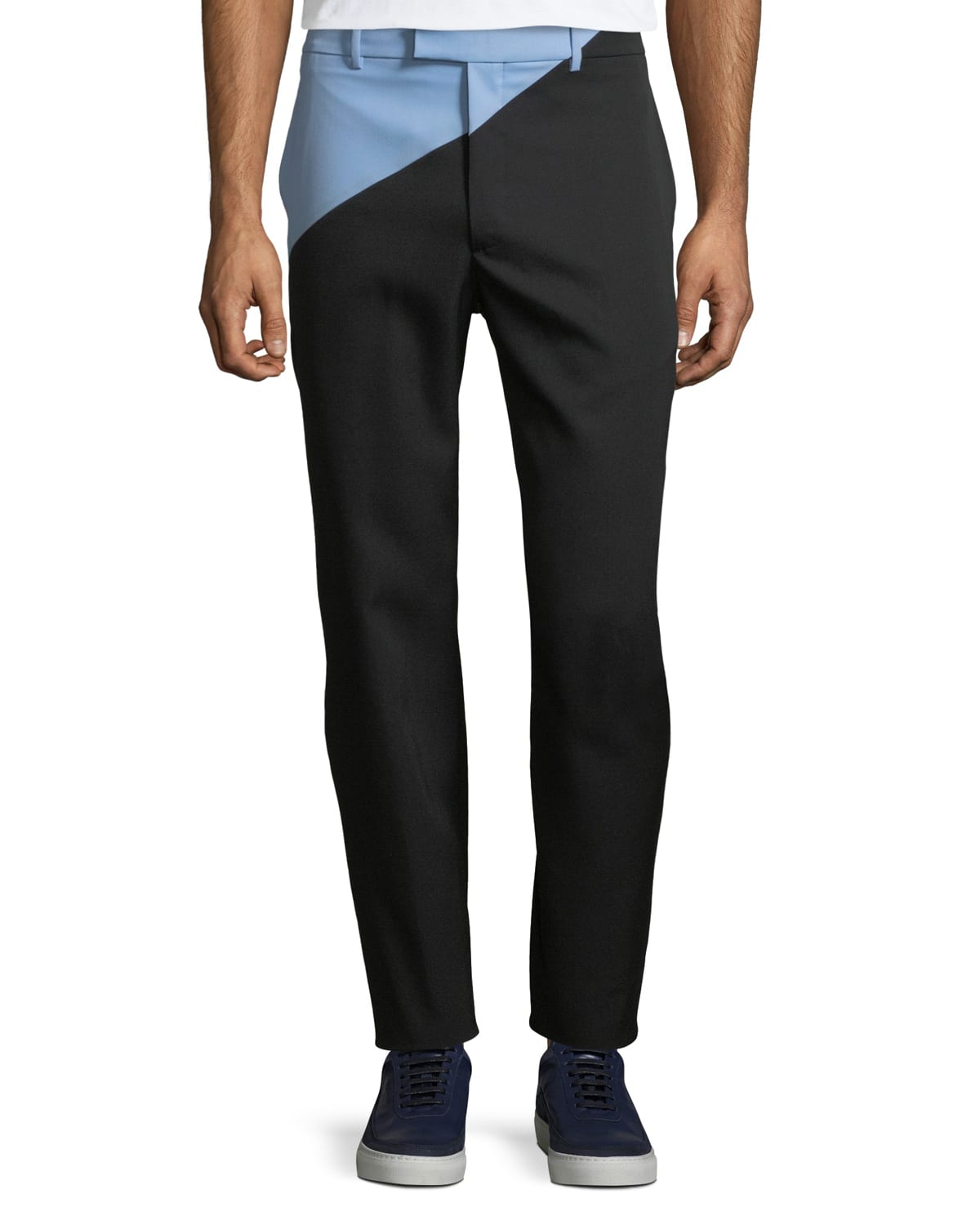Men s Angled Two Tone Wool Pants