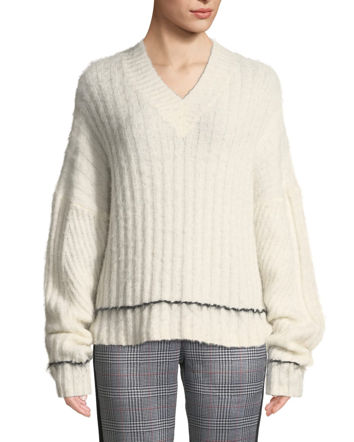 HELMUT LANG Brushed Alpaca Bi-color popular Pullover Sweater S