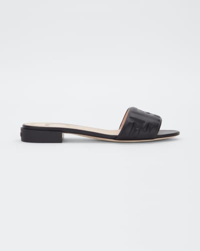 fendi promenade ff flat leather sandals
