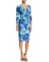 Sania 3/4-Sleeve Ruched Floral-Print Cocktail Dress