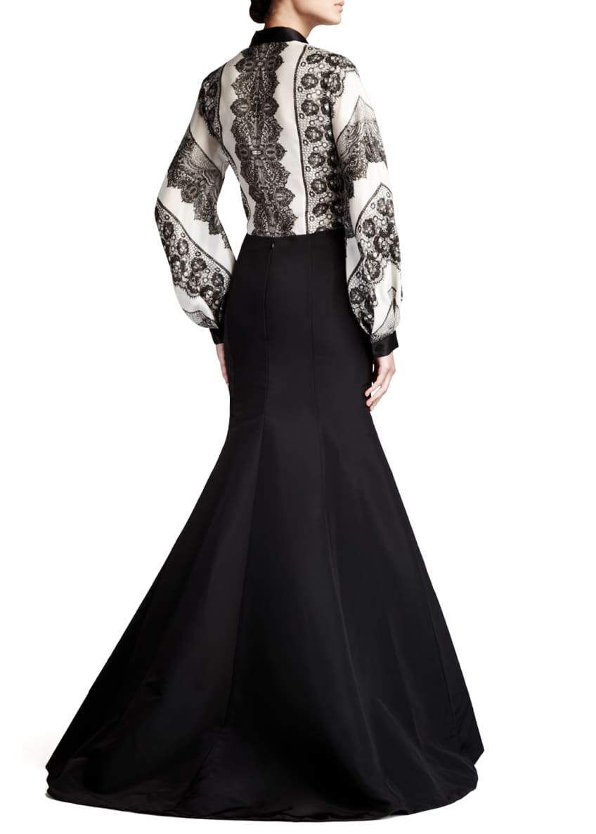 Carolina Herrera Lace Striped Blouse & Silk Faille Gown Skirt