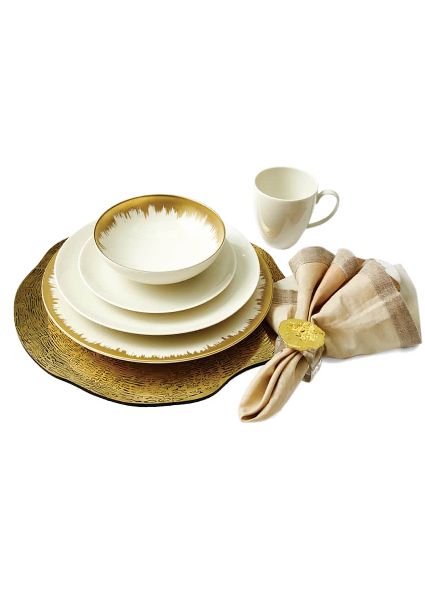 Kim Seybert Opal Crackle & Golden Brushstroke Dinnerware & Matching