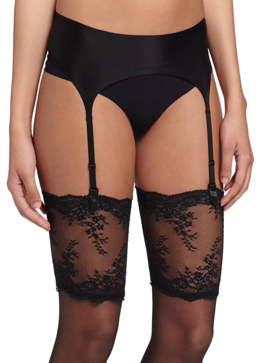 wolford satin garter belt Wolford Satin Garter Belt & Filigra Lace-Trim Thigh-High Stockings, Black &  Matching Items