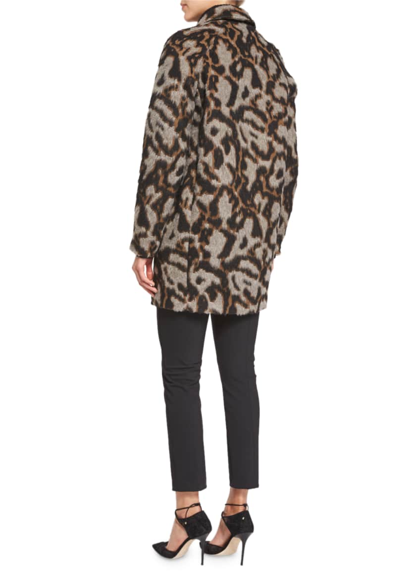 Veronica Beard Camille Short AnimalPrint Cocoon Jacket, Asa Ribbed Cashmere Turtleneck Sweater