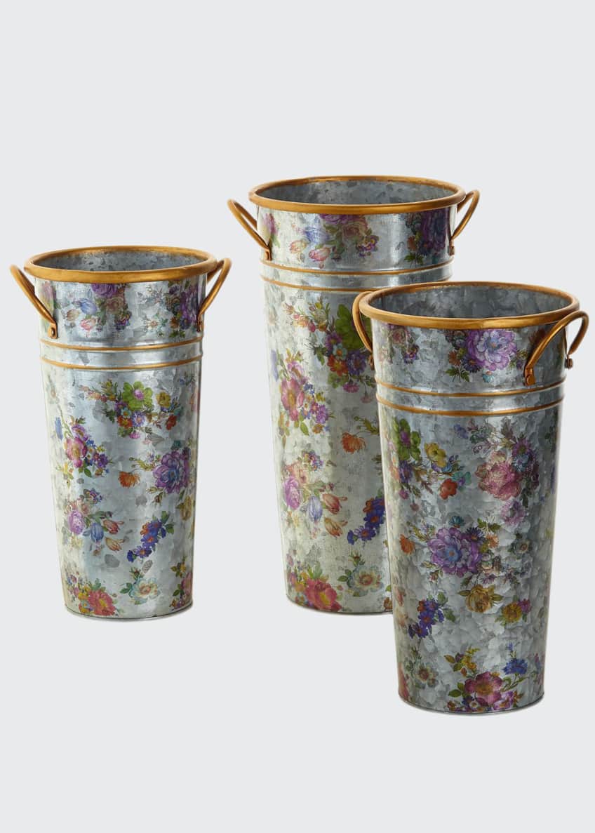 MacKenzieChilds Flower Market Flower Buckets, Set of 3 Bergdorf Goodman