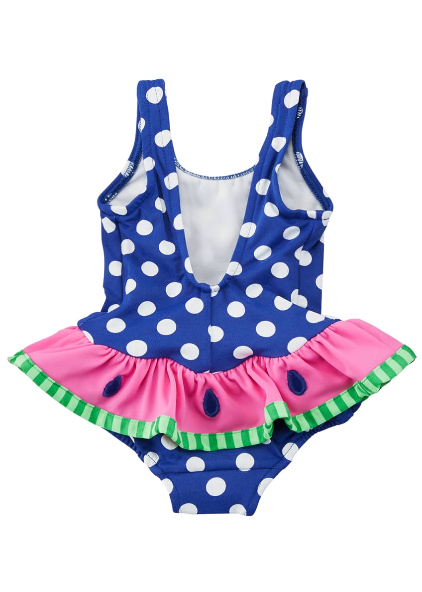 Florence Eiseman Stripe OnePiece Swimsuit w/ Watermelon Ruffle, Size 6