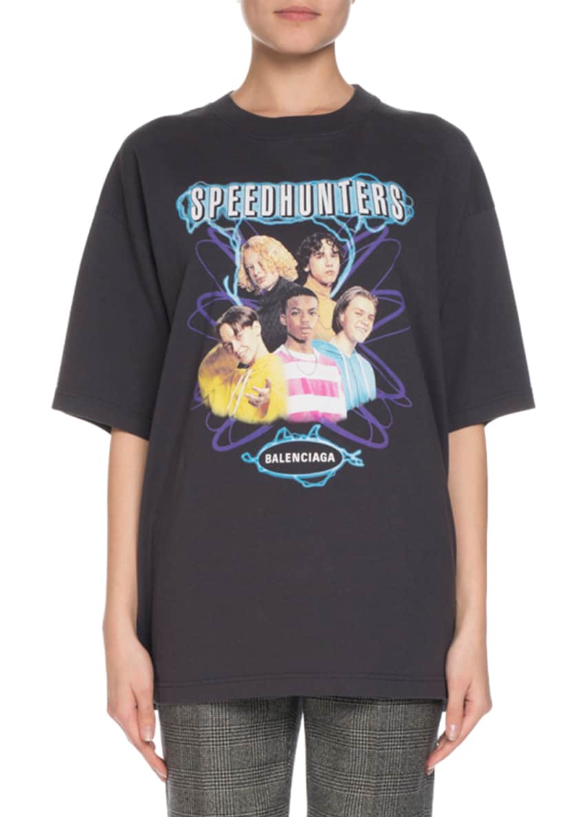 Balenciaga Short-Sleeve Speed Hunters Band T-Shirt and ...