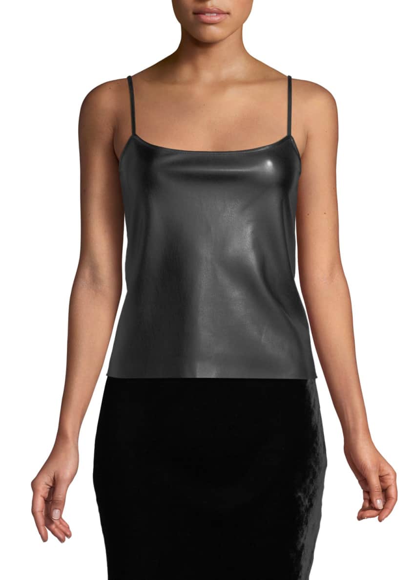 Faux leather tank top shop