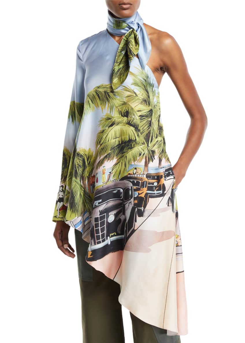 Monse One-Shoulder Miami Postcard Tunic Top Image 1 of 5