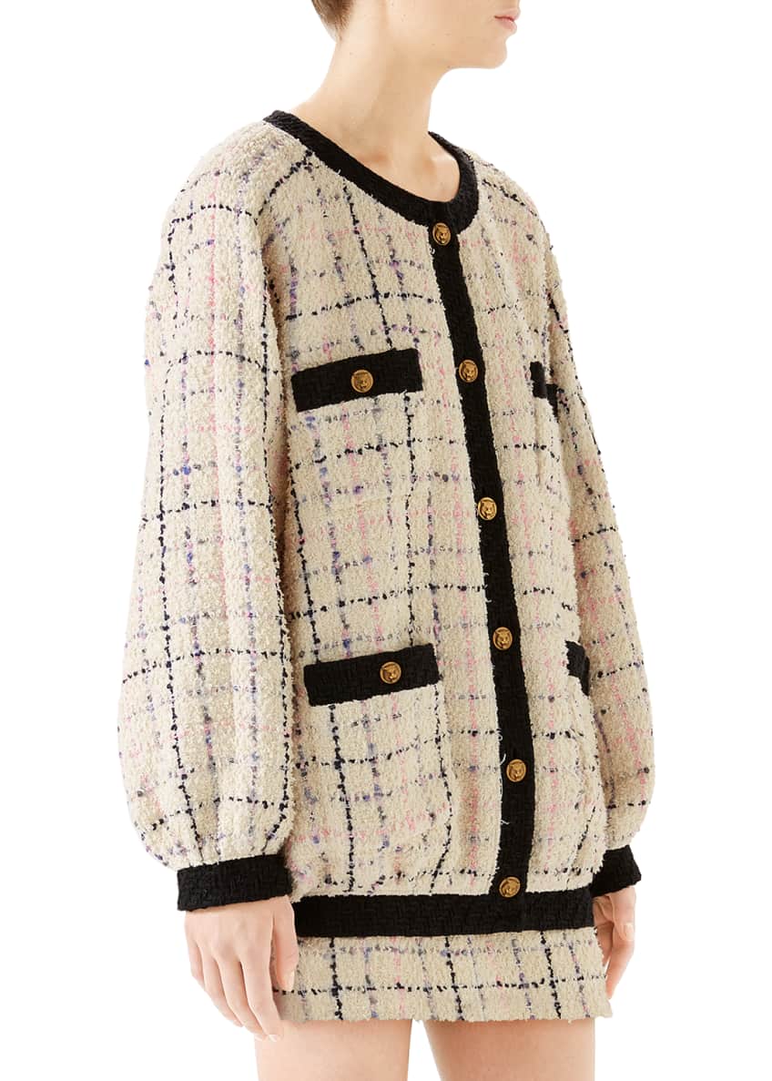 gucci oversized tweed bomber jacket
