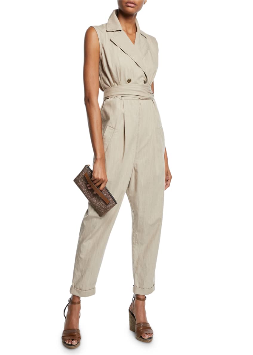 Brunello Cucinelli Double-Breasted Safari Cotton Jumpsuit