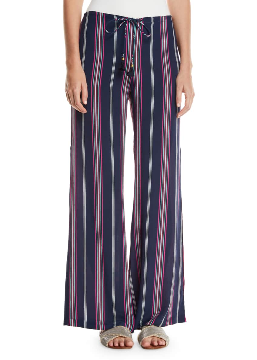 Figue Simone Striped Silk Drawstring Pants Image 1 of 3