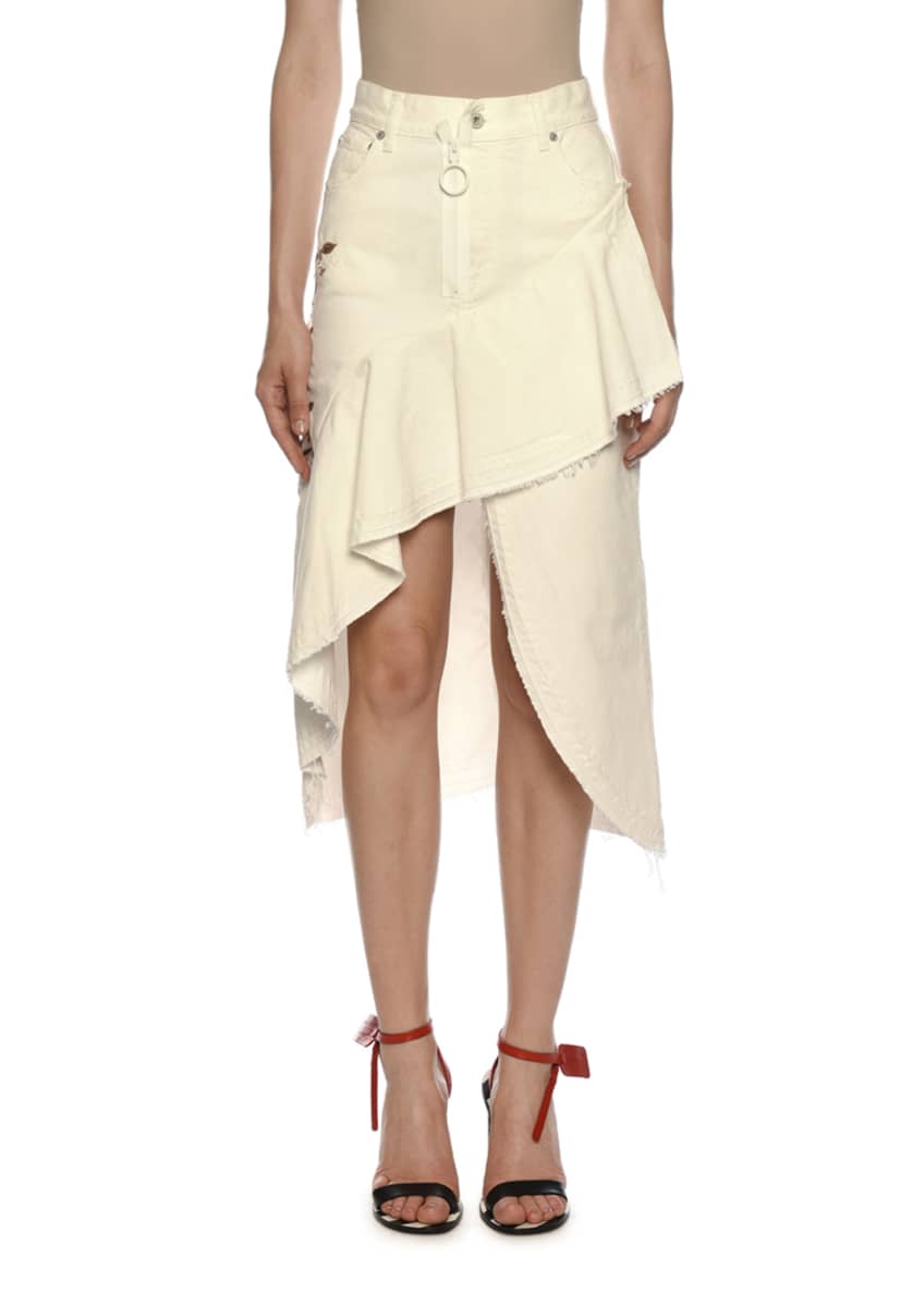 Off-white ruffled denim skirt shop