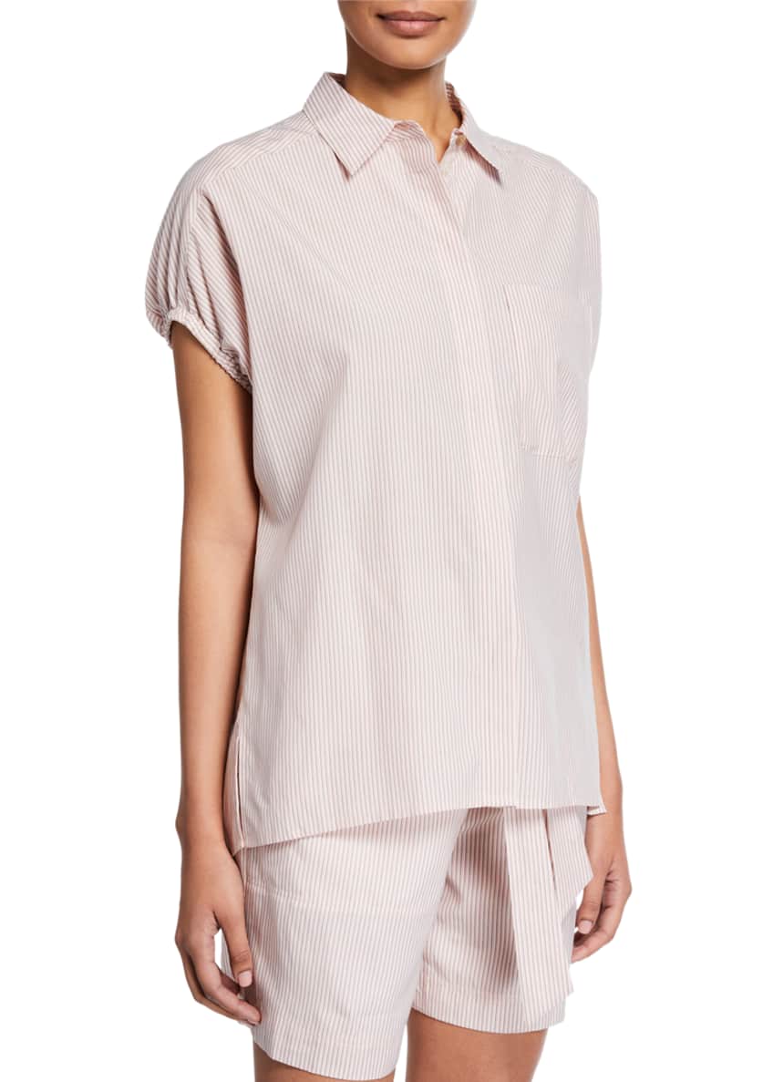 Jason Wu Tricolor Striped Button-Down Short-Sleeve Shirt and Matching ...
