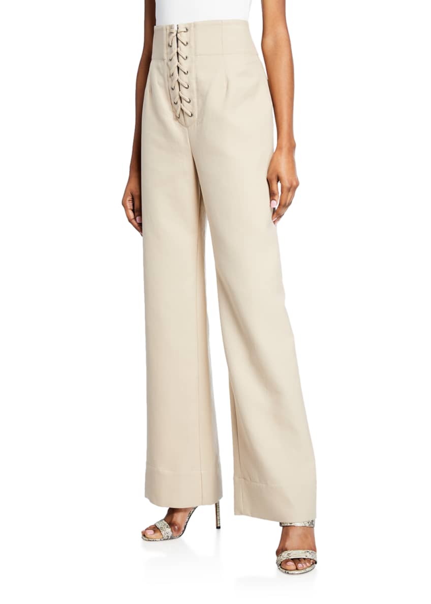 Tre by Natalie Ratabesi Extra High-Rise Lace-Up Wide Leg Pants Image 1 of 6