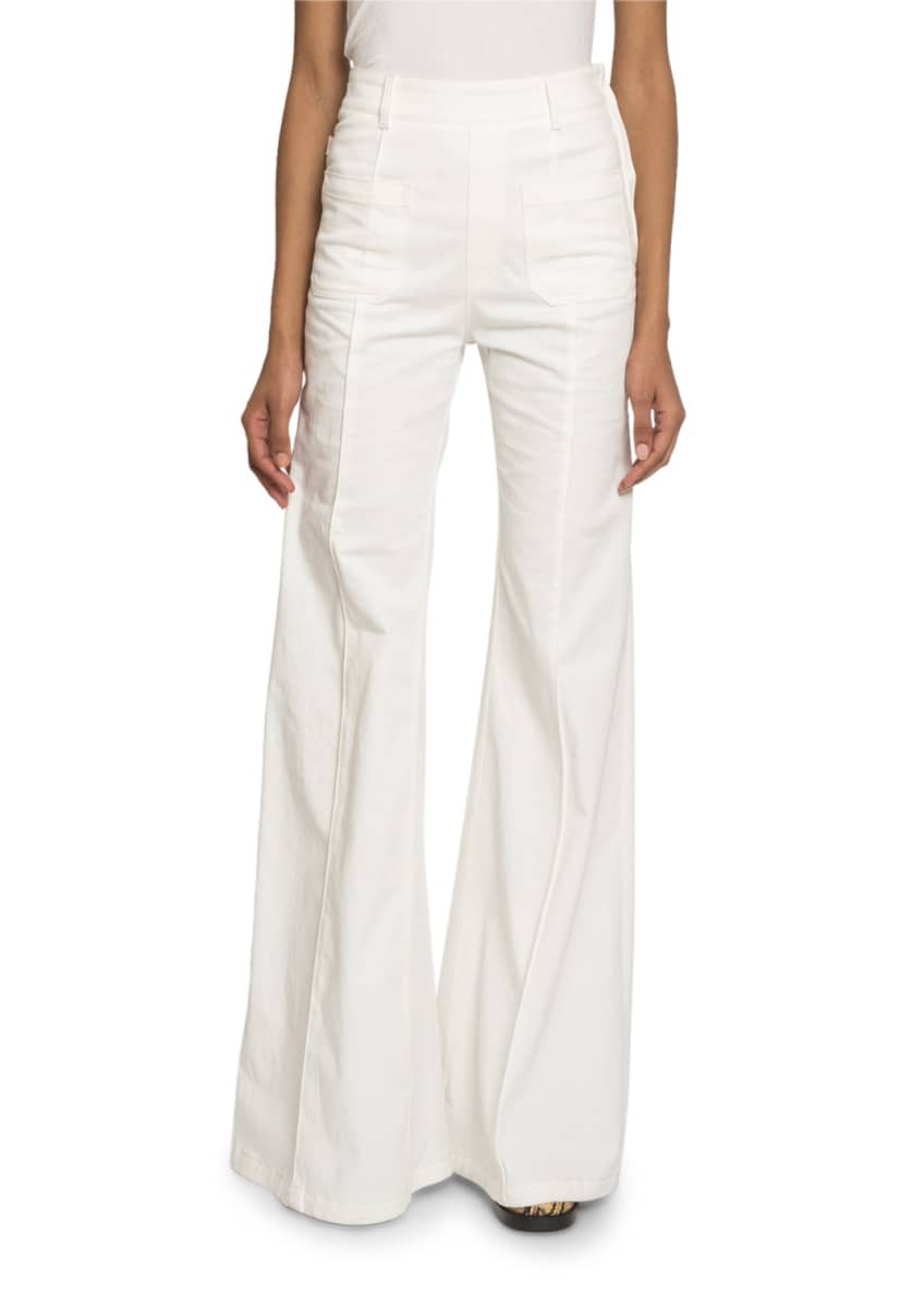 Chloe High-Waist Patch-Pocket Flare Jeans Image 1 of 4